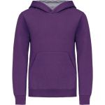 Kinder-Sweatshirt mit kontrastierender Kapuze Kariban K453 lila/oxfordgrau