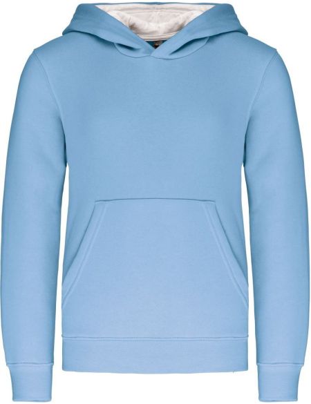 Kinder-Sweatshirt Kontrast mit Kapuze Kariban K453 himmelblau/weiß