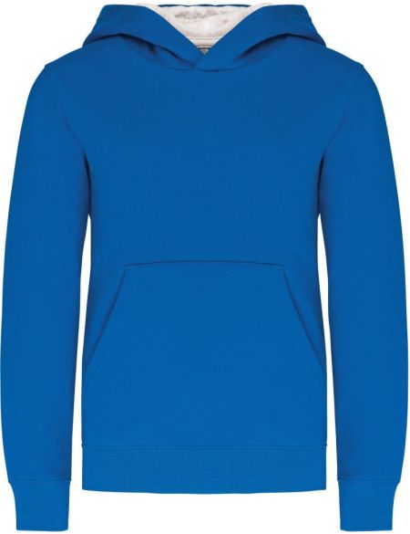 Kinder-Sweatshirt mit kontrastierender Kapuze Kariban K453 helles Königsblau/Weiß