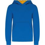 Kinder-Sweatshirt mit kontrastierender Kapuze Kariban K453 helles Königsblau/Gelb