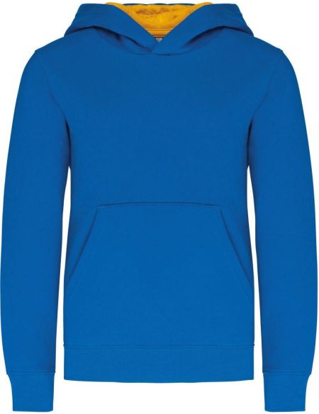 Kinder-Sweatshirt mit kontrastierender Kapuze Kariban K453 helles Königsblau/Gelb