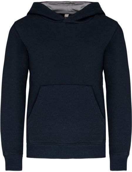Kontrast-Kapuzensweatshirt für Kinder Kariban K453 Marineblau/Feingrau