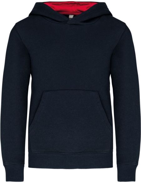 Kontrastfarbenes Kapuzensweatshirt für Kinder Kariban K453 Marine/Rot