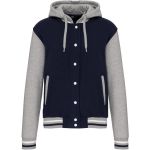 Unisex-Universitätsjacke Teddy Kariban K4003 Marine/Oxford-Grau/Weiß