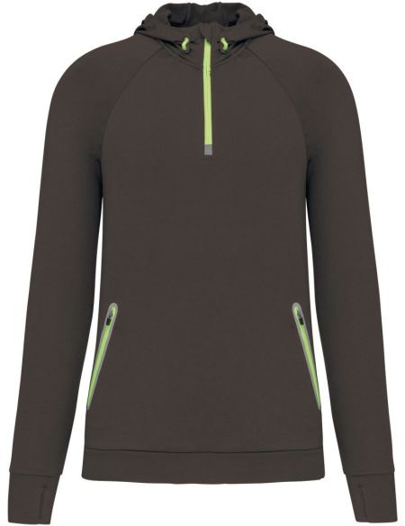 Sport-Sweatshirt mit Kapuze und 1/4-Reißverschluss Kariban ProAct PA360 dunkelgrau