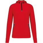 Sport-Sweatshirt mit Kapuze und 1/4-Reißverschluss Kariban ProAct PA360 rot