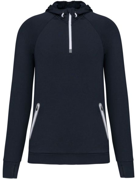 Sport-Sweatshirt mit Kapuze und 1/4-Reißverschluss Kariban ProAct PA360 dunkelgrau