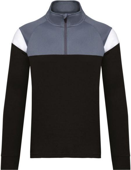 Trainings-Sweatshirt mit 1/4-Reißverschluss Kariban ProAct PA387 schwarz/sportliches Grau