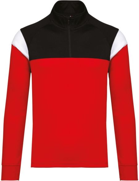 Trainings-Sweatshirt mit 1/4-Reißverschluss Kariban ProAct PA387 Sportrot/Schwarz