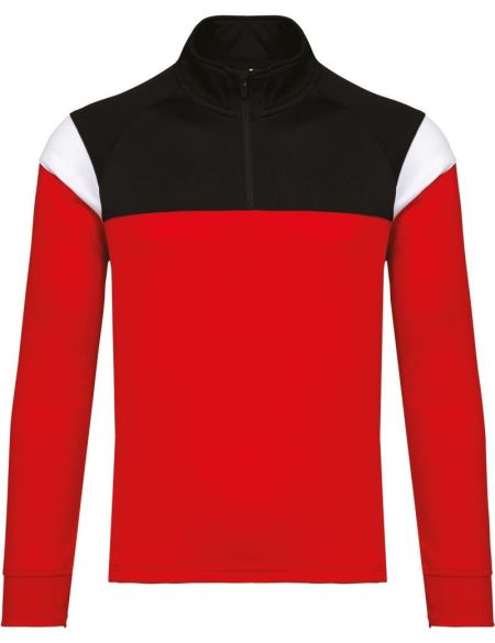 Trainings-Sweatshirt für Kinder mit 1/4-Reißverschluss Kariban ProAct PA388 Sportrot/Schwarz