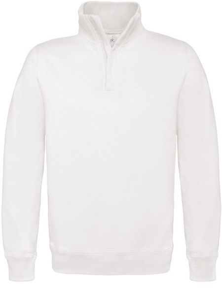 Kapuzenpullover ohne Kapuze mit 1/4 Reißverschluss ID.004 80/20 weiß