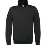 Kapuzenpullover ohne Kapuze mit 1/4 Reißverschluss ID.004 80/20 schwarz