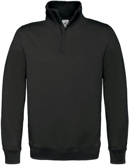 Kapuzenpullover ohne Kapuze mit 1/4 Reißverschluss ID.004 80/20 schwarz