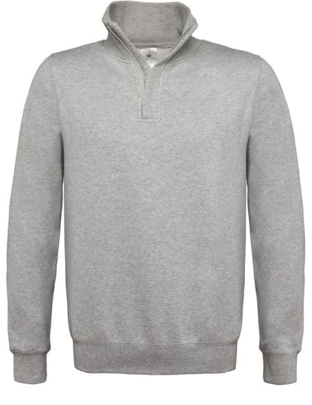 Kapuzenpullover ohne Kapuze mit 1/4-Reißverschluss ID.004 80/20 grau meliert