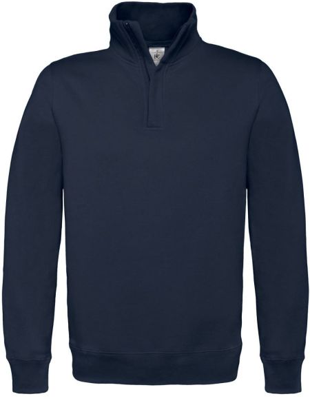 Kapuzenpullover ohne Kapuze mit 1/4 Reißverschluss ID.004 80/20 weiß