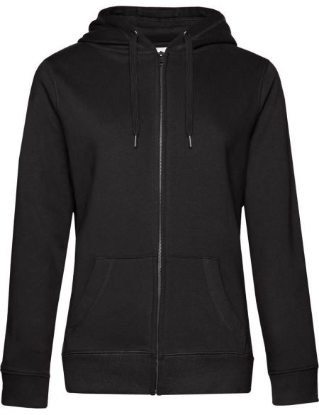 Damen Kapuzenpullover Queen Zipped Hood schwarz pur