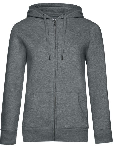Damen-Kapuzensweatshirt Queen Zipped Hood meliert mittelgrau