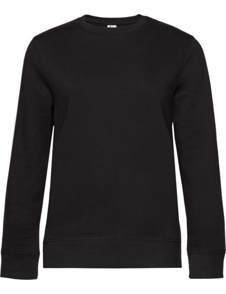 Damen-Sweatshirt ohne Kapuze Queen Crew Neck schwarz pur
