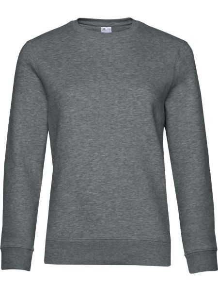 Damen-Sweatshirt ohne Kapuze Queen Crew Neck meliert mittelgrau
