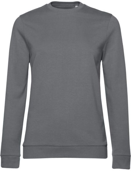 Damen-Sweatshirt ohne Kapuze, Set in Damen-Elefantengrau