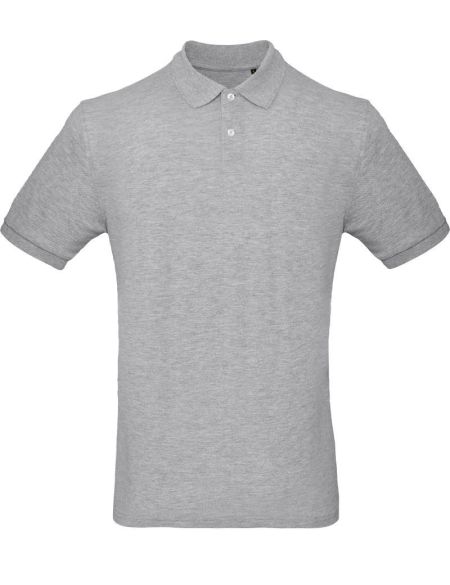 Poloshirt Herren Piqué aus Bio-Baumwolle Inspire Polo grau meliert