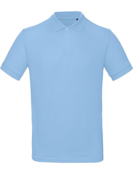 Poloshirt Herren Piqué aus Bio-Baumwolle Inspire Polo himmelblau