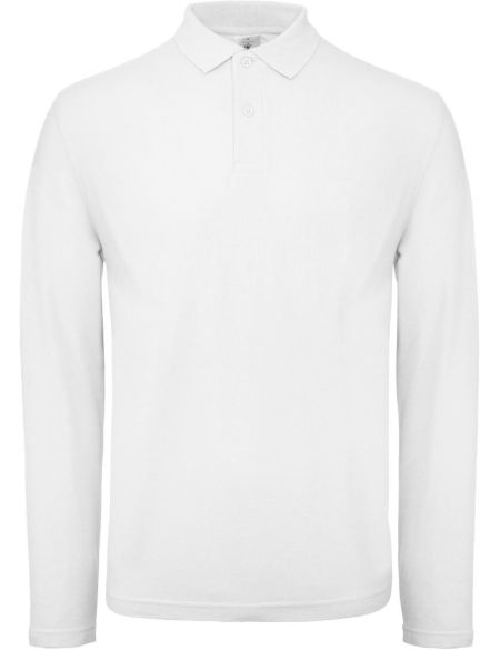 Herren-Pique-Poloshirt mit langen Ärmeln ID.001 LSL weiß