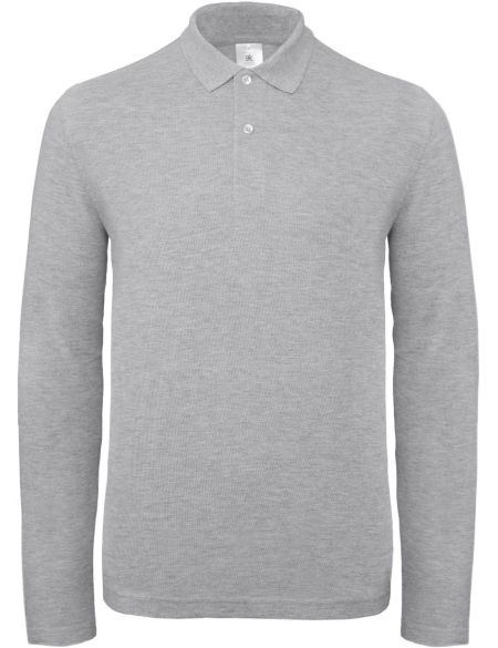 Herren-Piqué-Poloshirt mit langen Ärmeln ID.001 LSL meliert