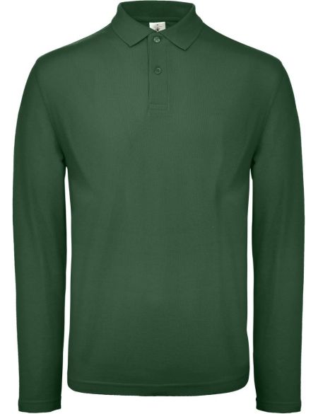 Herren-Piqué-Poloshirt mit langen Ärmeln ID.001 LSL flaschengrün