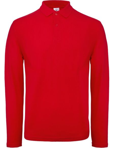 Herren-Pique-Poloshirt mit langen Ärmeln ID.001 LSL weiß