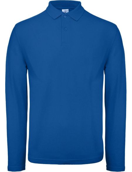 Poloshirt Herren Piqué mit langen Ärmeln ID.001 LSL Königsblau