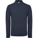 Herren-Pique-Poloshirt mit langen Ärmeln ID.001 LSL Marineblau