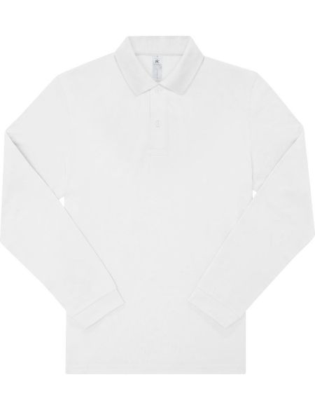 My Polo 210 LSL weißes, schweres Baumwoll-Piqué-Poloshirt mit langen Ärmeln