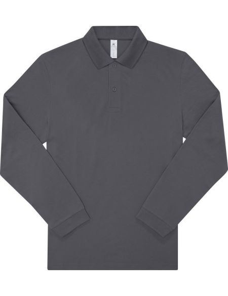 Langärmliges Piqué-Poloshirt aus schwerer Baumwolle My Polo 210 LSL dunkelgrau