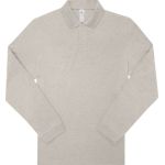 Mein Polo 210 LSL Heather Grey Fog Langarm-Poloshirt aus schwerem Baumwoll-Piqué