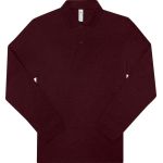 My Polo 210 LSL meliertes Burgunder-Poloshirt aus schwerem Baumwoll-Piqué mit langen Ärmeln