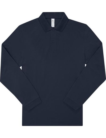 My Polo 210 LSL Marineblaues, langärmliges Piqué-Poloshirt aus schwerer Baumwolle