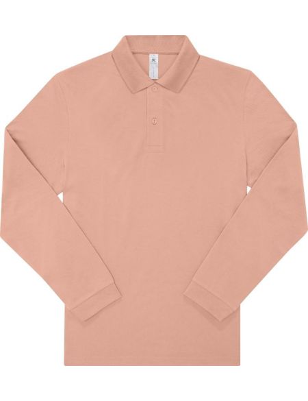 Langärmliges Piqué-Poloshirt My Polo 210 LSL in Nude aus schwerer Baumwolle