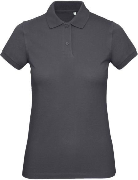 Piqué-Damen-Poloshirt aus Bio-Baumwolle Inspire Polo Damen dunkelgrau