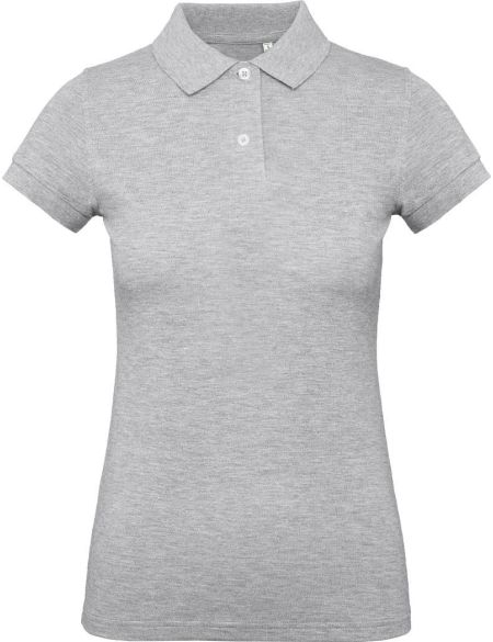 Piqué-Damen-Poloshirt aus Bio-Baumwolle Inspire Polo Damen grau meliert