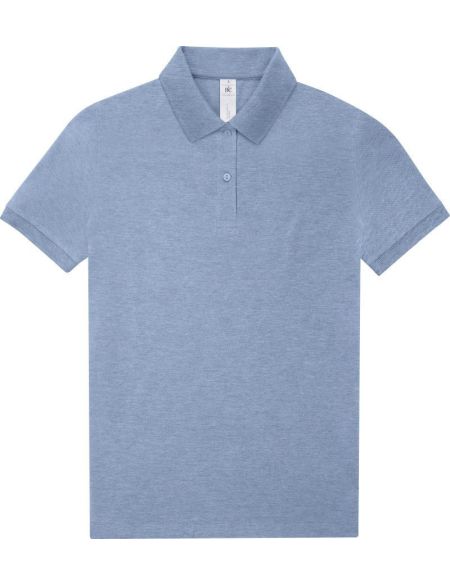 Damen-Piqué-Poloshirt aus schwerer Baumwolle My Polo 210 Damen blau meliert