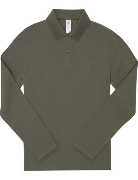 Damen-Piqué-Poloshirt mit langen Ärmeln My Polo 180 LSL Damen Camo Green