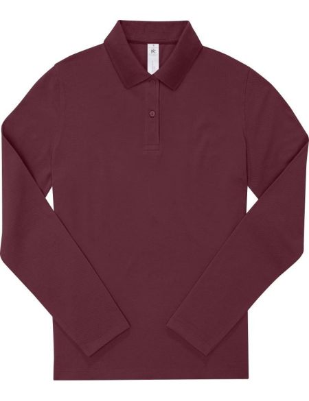 Damen-Pique-Poloshirt mit langen Ärmeln My Polo 180 LSL Damen Burgunderrot