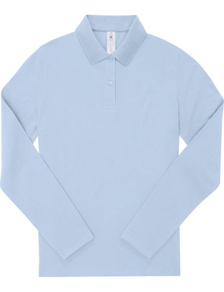Damen-Pique-Poloshirt mit langen Ärmeln My Polo 180 LSL Damen Blush Blue