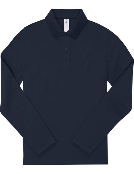 Damen-Pique-Poloshirt mit langen Ärmeln My Polo 180 LSL Damen Marineblau
