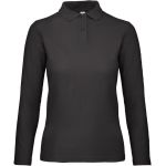 Damen-Pique-Poloshirt mit langen Ärmeln ID.001_LSL_women schwarz