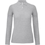 Damen-Pique-Poloshirt mit langen Ärmeln ID.001_LSL_women grau meliert