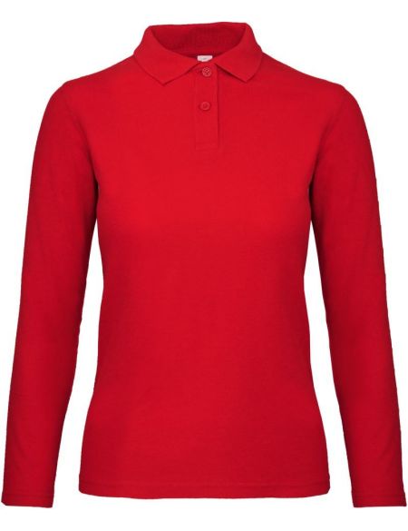 Damen-Pique-Poloshirt mit langen Ärmeln ID.001_LSL_women weiß