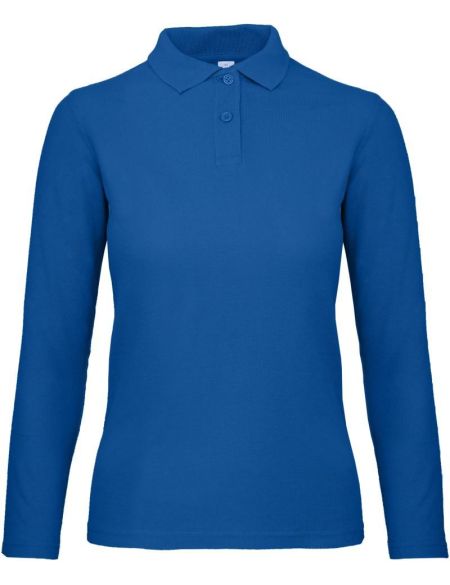 Damen-Pique-Poloshirt mit langen Ärmeln ID.001_LSL_women weiß