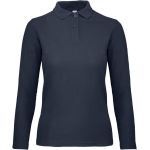 Damen-Pique-Poloshirt mit langen Ärmeln ID.001_LSL_women marineblau